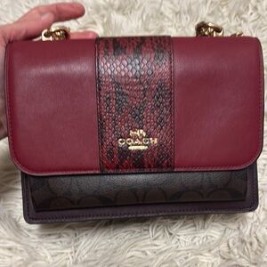 Coach Red and Black Crossbody Bag with Gold Chain